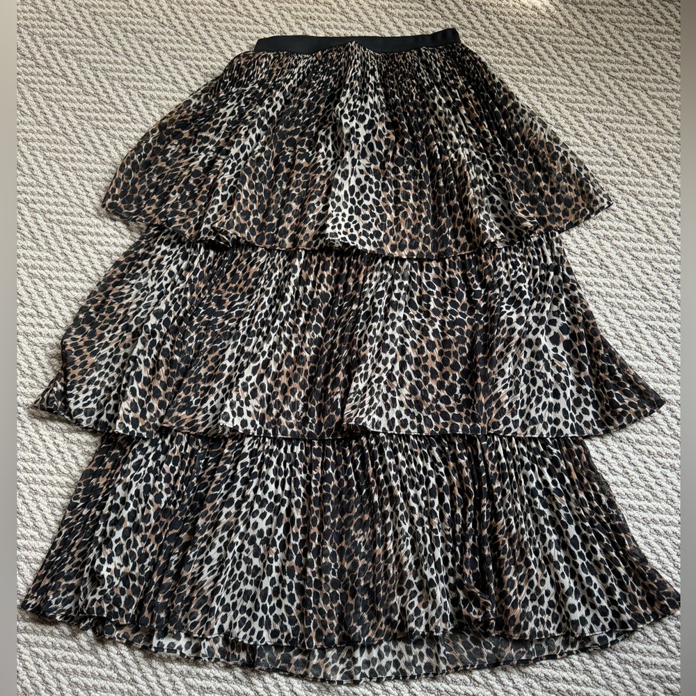 Topshop leopard tiered skirt